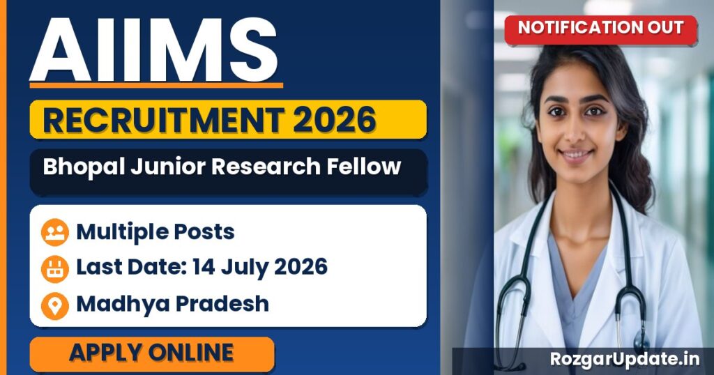 AIIMS Bhopal Junior Research Fellow Recruitment 2026 - banner image