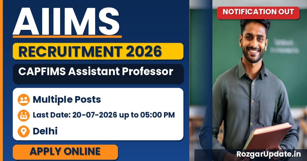 AIIMS CAPFIMS Assistant Professor Recruitment 2026 - banner image