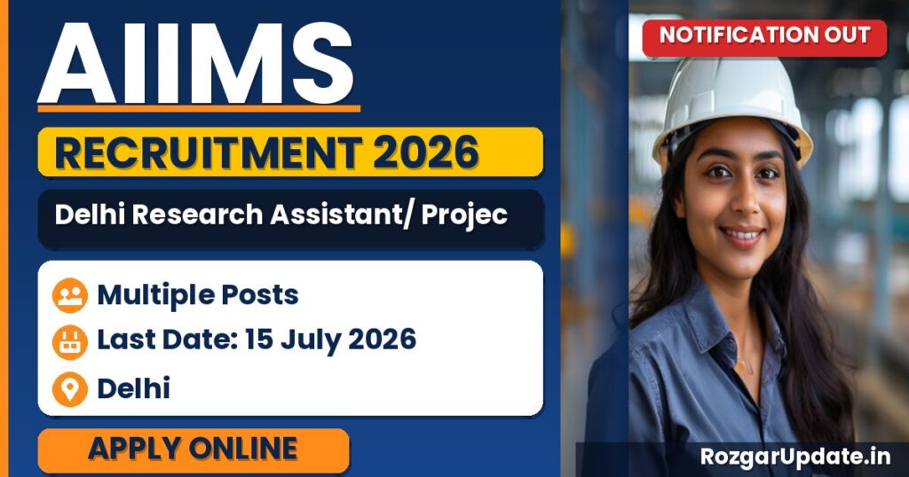 AIIMS Delhi Research Assistant/ Project technical Support II Recruitment 2026 - banner image