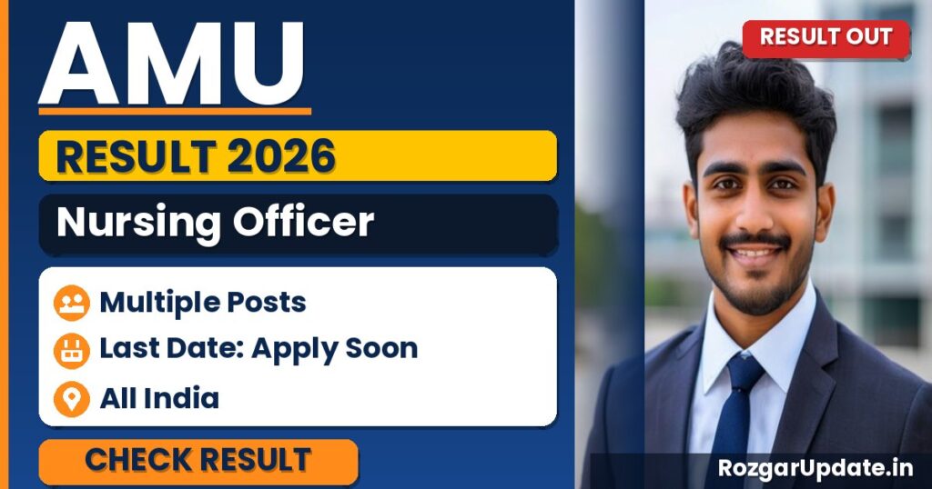 AMU Nursing Officer Result 2026 Out - banner image