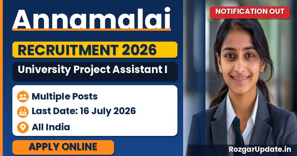 Annamalai University Project Assistant I Recruitment 2026 - banner image