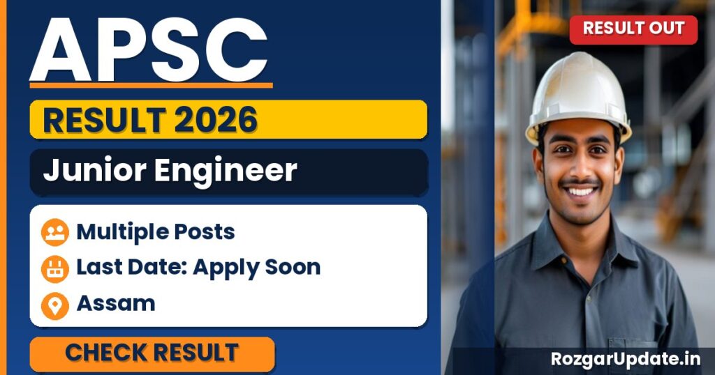 APSC Junior Engineer Result 2026 (PHED) - banner image