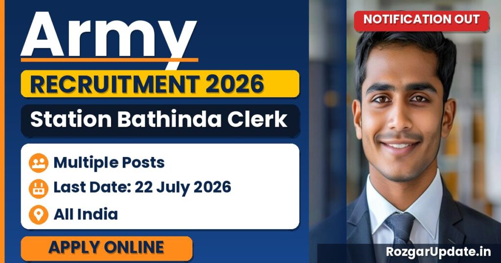 Army Station Bathinda Clerk Recruitment 2026 - banner image