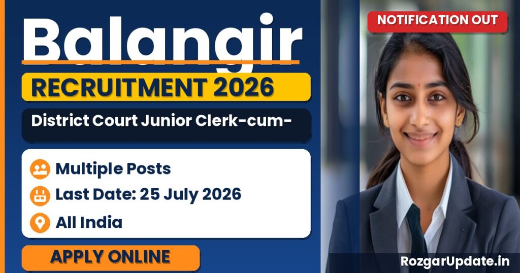Balangir District Court Junior Clerk-cum-Copyist Recruitment 2026 - banner image