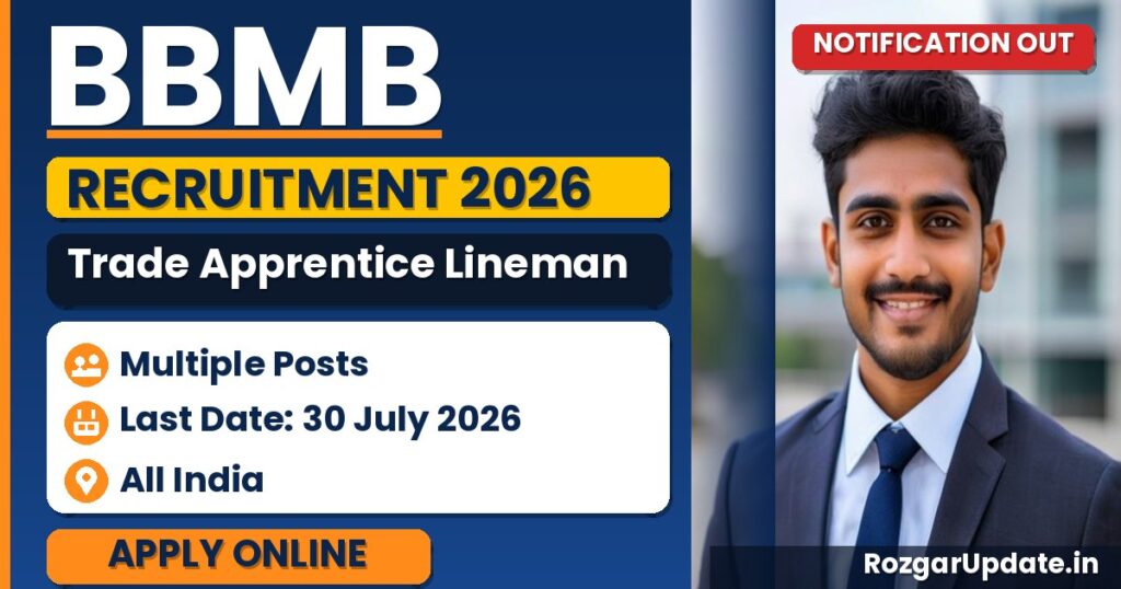 BBMB Trade Apprentice Lineman Recruitment 2026 - banner image