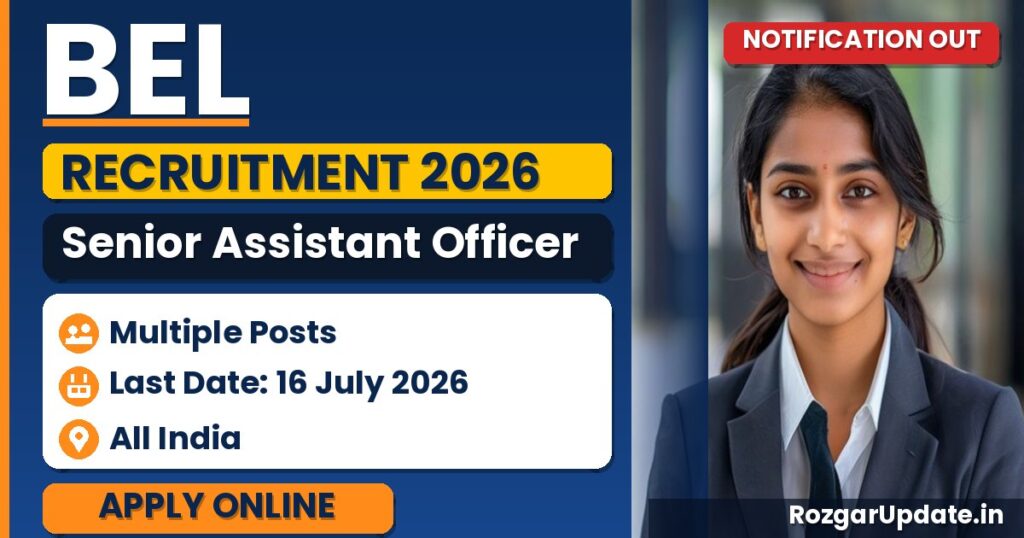 BEL Senior Assistant Officer Recruitment 2026 - banner image
