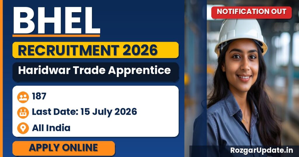 BHEL Haridwar Trade Apprentice Recruitment 2026: Apply Online for 187 Vacancies - banner image