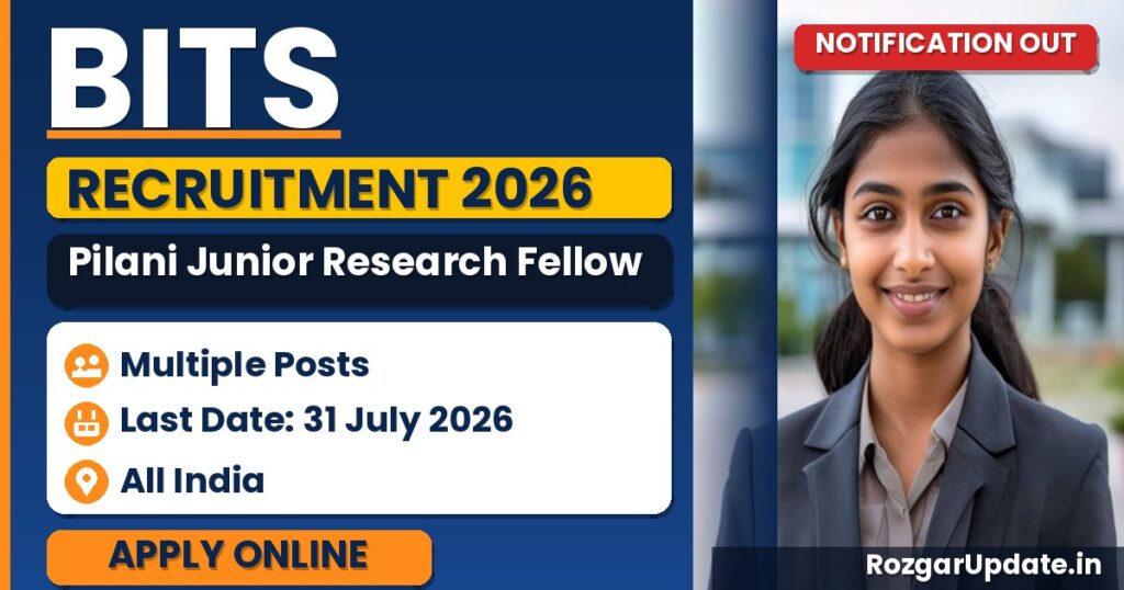 BITS Pilani Junior Research Fellow Recruitment 2026 - banner image