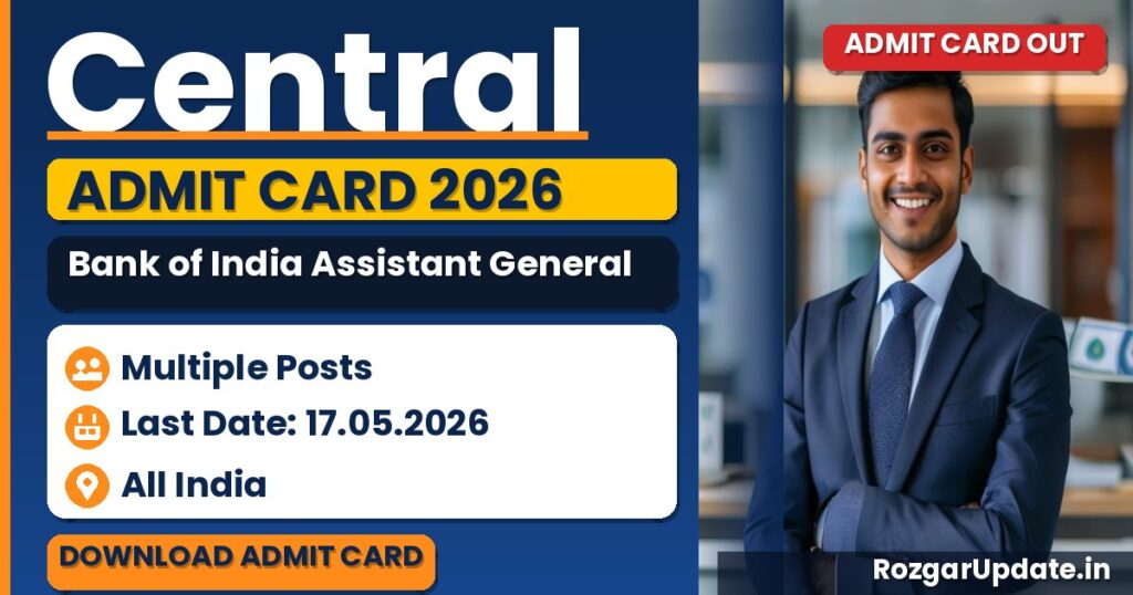 Central Bank of India Assistant General Manager Call Letter 2026 Out - banner image