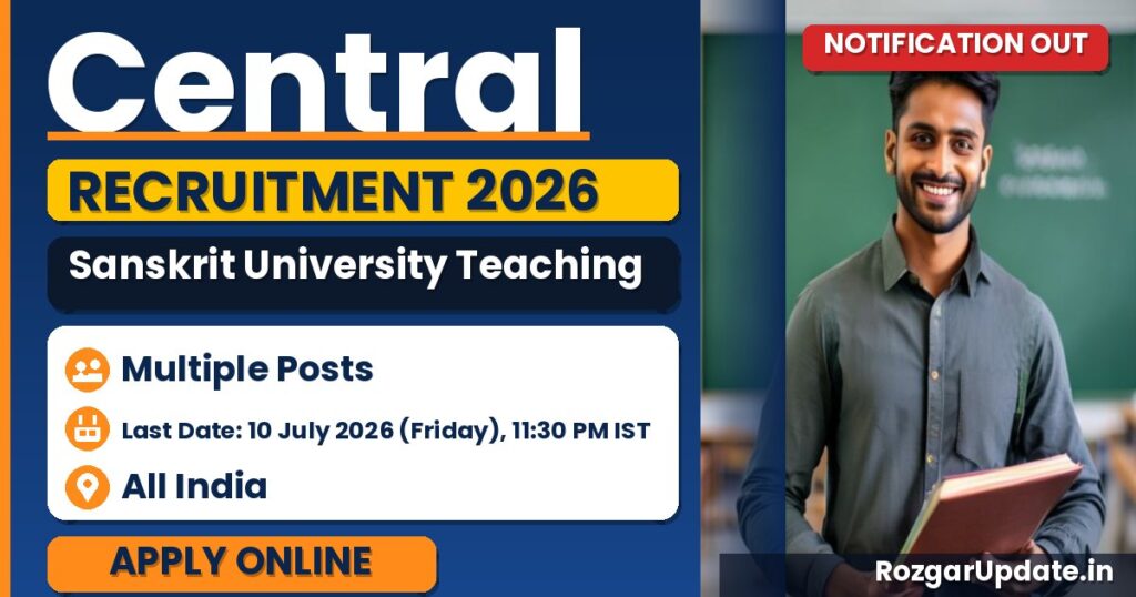 Central Sanskrit University Teaching Recruitment 2026 - banner image