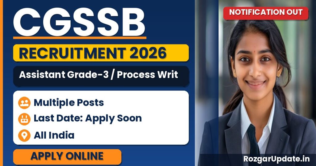 CGSSB Assistant Grade-3 / Process Writer Recruitment 2026 - banner image