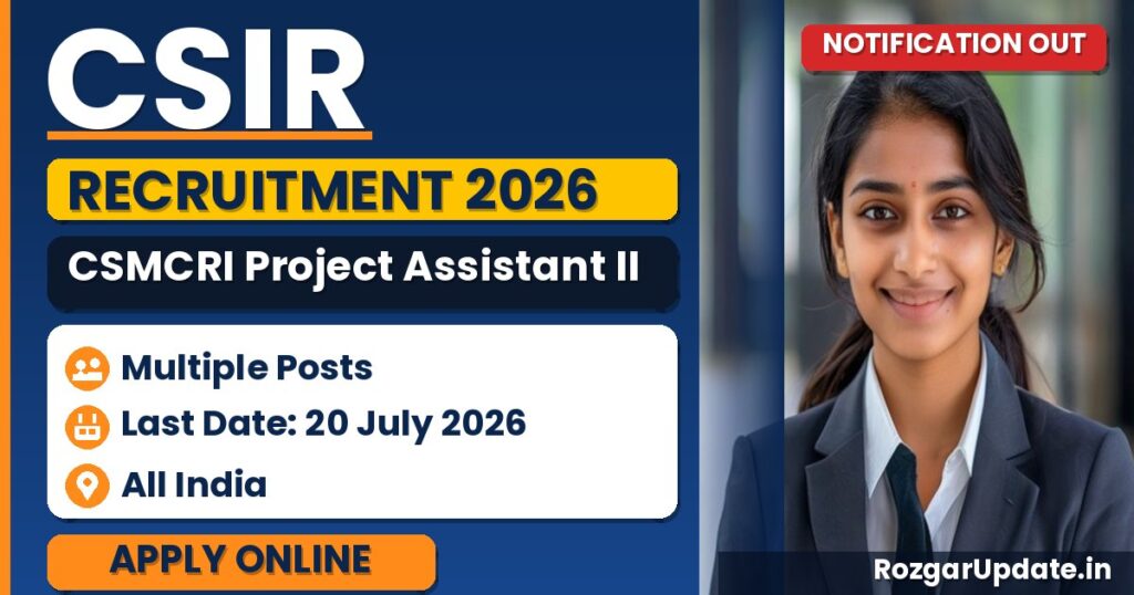 CSIR CSMCRI Project Assistant II Recruitment 2026 - banner image