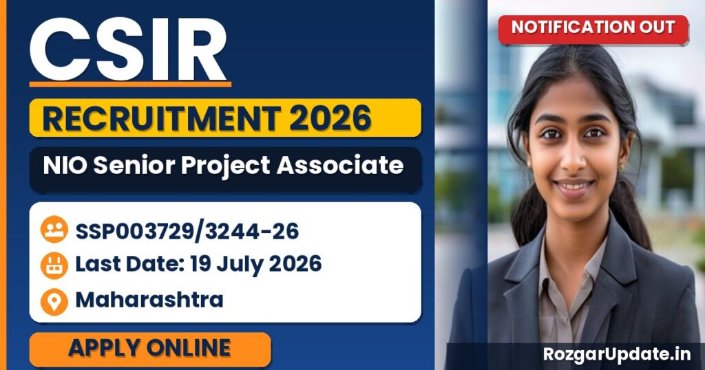 CSIR NIO Senior Project Associate Recruitment 2026 - banner image