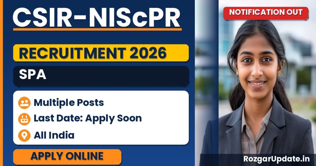 CSIR-NIScPR SPA Recruitment 2026 - banner image