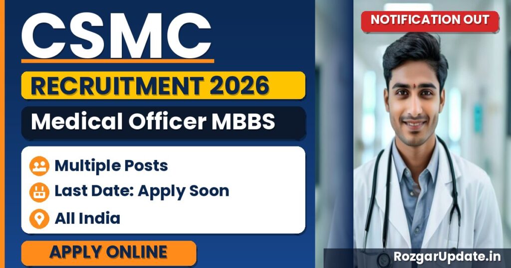 CSMC Medical Officer MBBS Recruitment 2026: 10 Walk-in Posts - banner image
