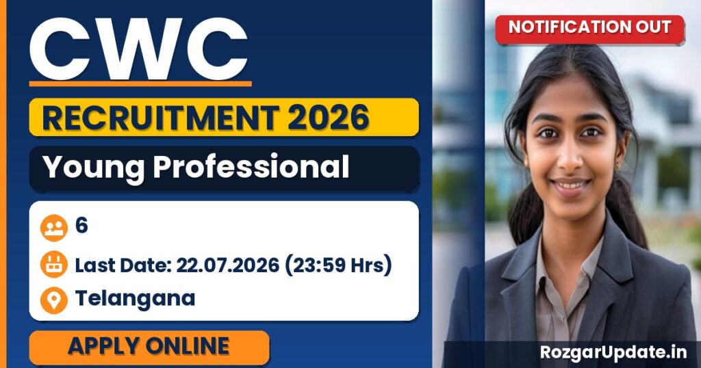 CWC Young Professional Recruitment 2026 – Apply Online for 6 Vacancies at cewacor.nic.in - banner image