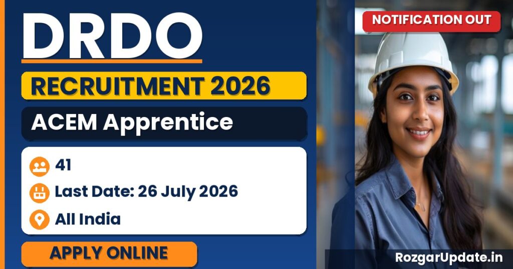 DRDO ACEM Apprentice Recruitment 2026 Notification Out - banner image