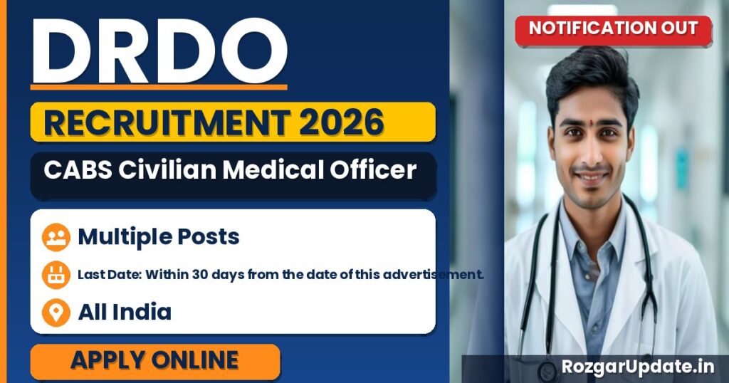 DRDO CABS Civilian Medical Officer Recruitment 2026 - banner image