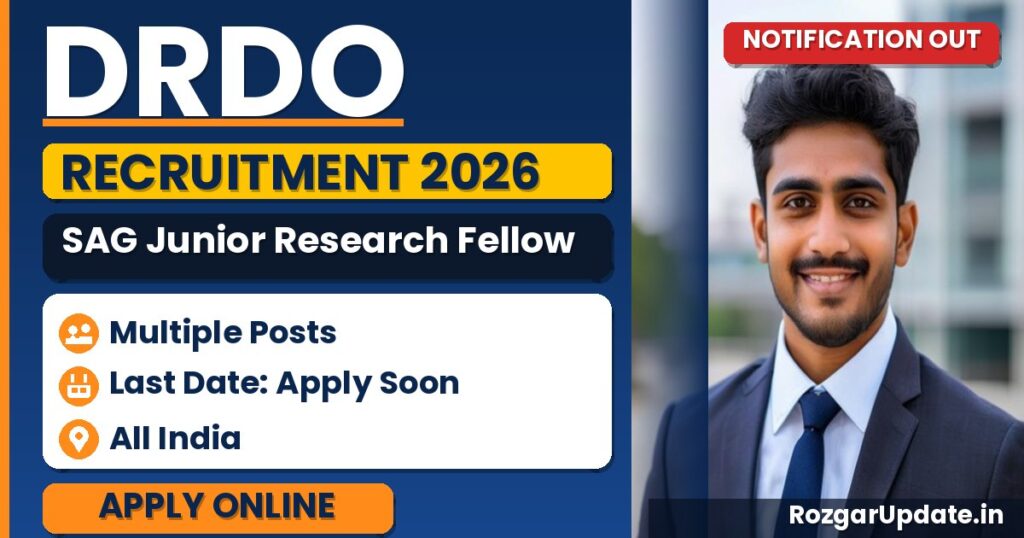 DRDO SAG Junior Research Fellow Recruitment 2026 - banner image