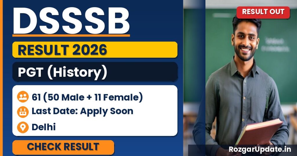 DSSSB PGT (History) Result 2026: Male & Female Tier-I Result, Provisional Nomination List Out - banner image