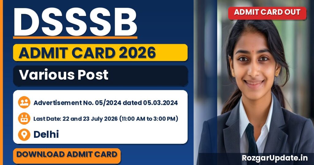 DSSSB Various Post Admit Card 2026: E-Admit Card Release Date & Download Link (Investigator, Programmer, Personal Assistant) - banner image