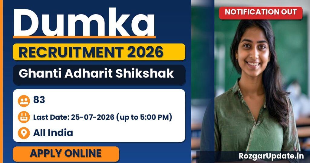 Dumka Ghanti Adharit Shikshak Recruitment 2026: 83 Hourly-Based Teacher Vacancies, Apply Offline Now - banner image