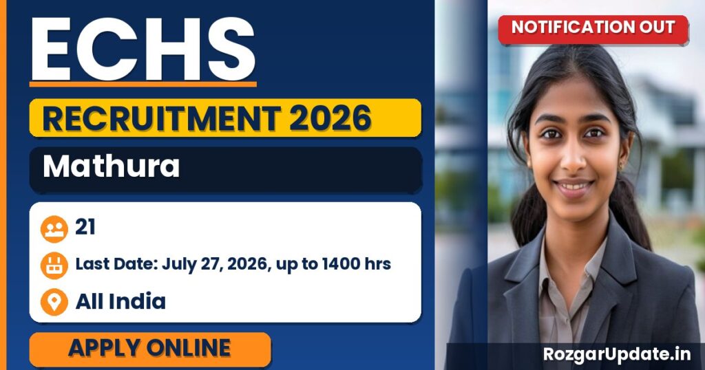 ECHS Mathura Recruitment 2026: 21 Vacancies, Apply by July 27 - banner image