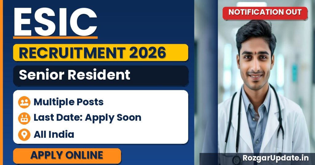 ESIC Senior Resident Recruitment 2026 - banner image