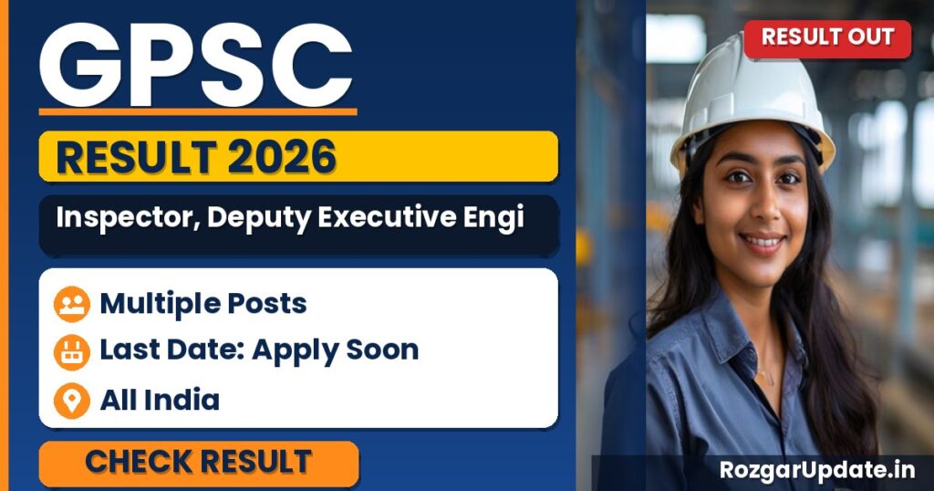GPSC Inspector, Deputy Executive Engineer Result 2026 - banner image