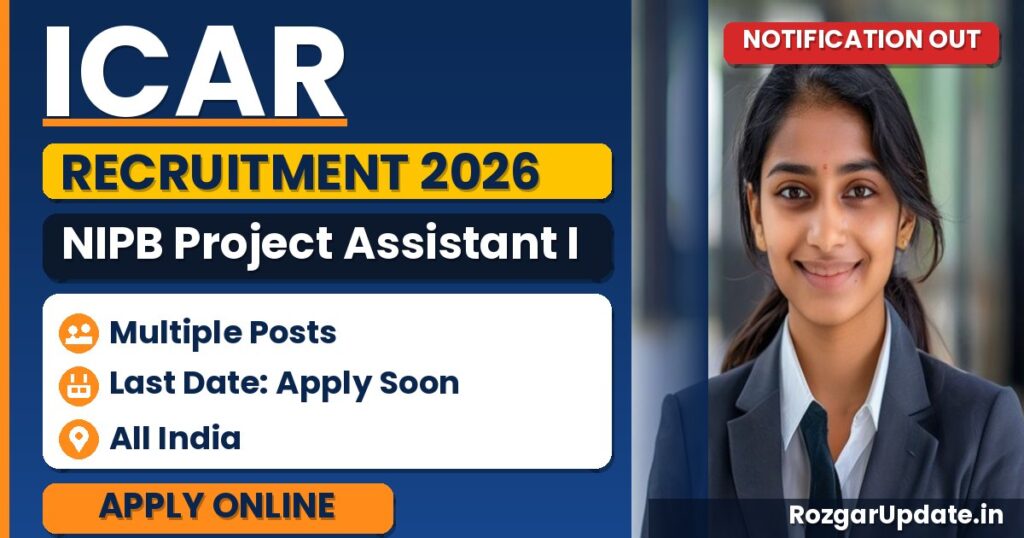 ICAR NIPB Project Assistant I Recruitment 2026 - banner image