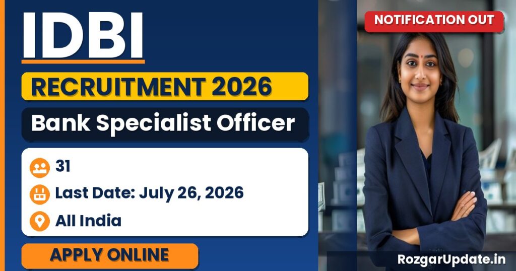IDBI Bank Specialist Officer Recruitment 2026-27: Apply Online for 31 SO Vacancies (DGM, AGM, Manager) - banner image