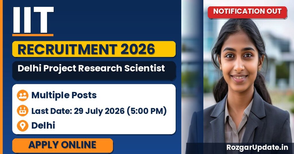 IIT Delhi Project Research Scientist I Recruitment 2026 - banner image