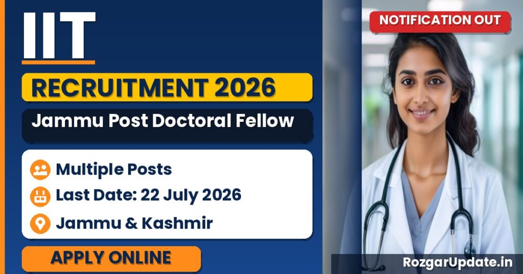 IIT Jammu Post Doctoral Fellow Recruitment 2026 - banner image