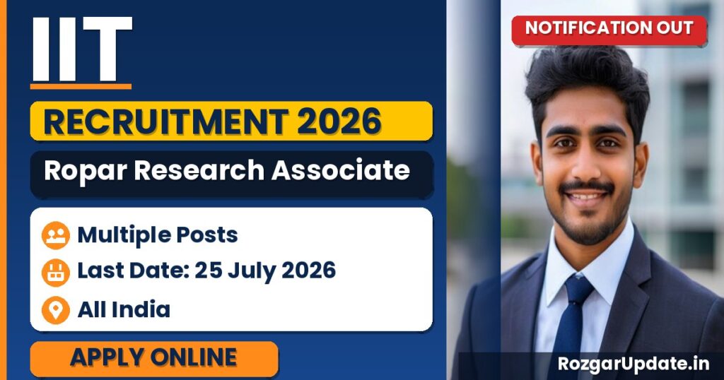 IIT Ropar Research Associate Recruitment 2026: Apply by 25 July - banner image