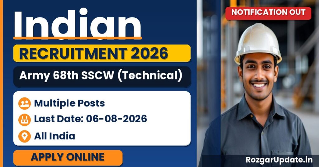 Indian Army 68th SSCW (Technical) Recruitment 2026 Notification Out – Apply Online for 30 Posts - banner image