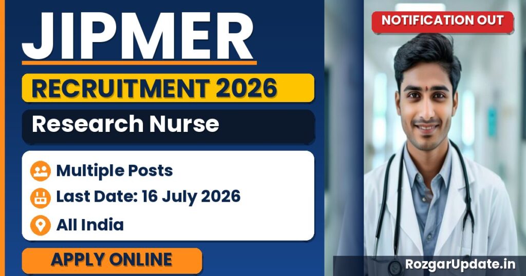 JIPMER Research Nurse Recruitment 2026 - banner image