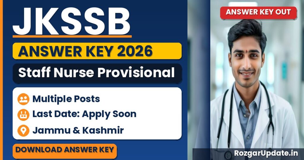JKSSB Staff Nurse Provisional Answer Key 2026 PDF Download | Series A, B, C, D Answer Key, Objection Process, Fee & Last Date to Raise Objection - banner image