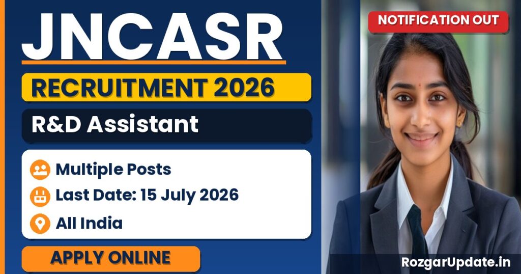 JNCASR R&D Assistant Recruitment 2026 - banner image