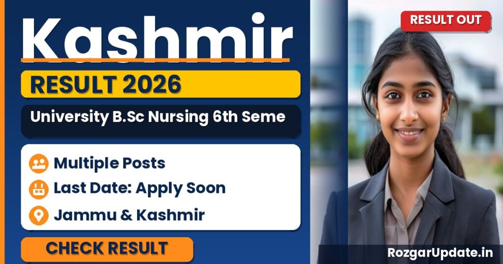 Kashmir University B.Sc Nursing 6th Semester Re-Evaluation Result 2026 – Notification No. 10 Kashmir University - banner image