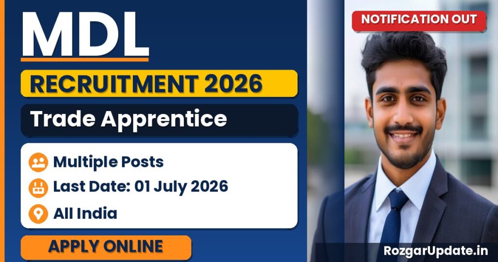 MDL Trade Apprentice Recruitment 2026 Notification Out - banner image