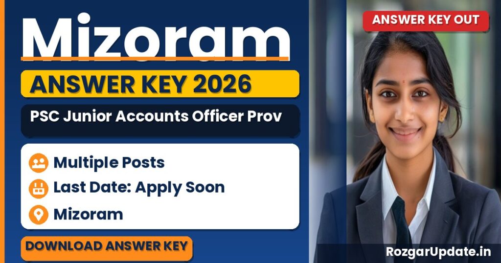 Mizoram PSC Junior Accounts Officer Provisional Answer Key 2026 Download PDF Official Link @ mpsc.mizoram.gov.in - banner image