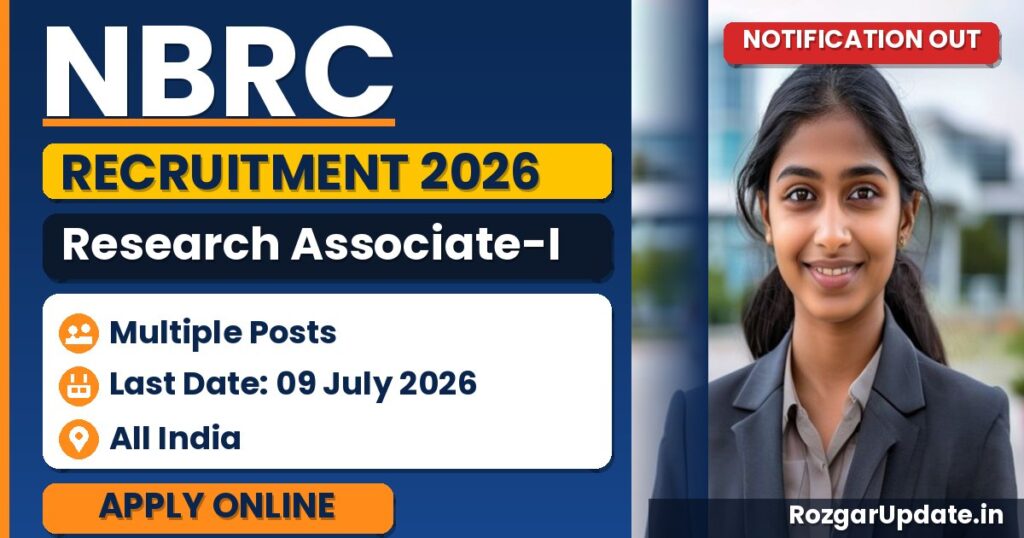 NBRC Research Associate-I Recruitment 2026 - banner image
