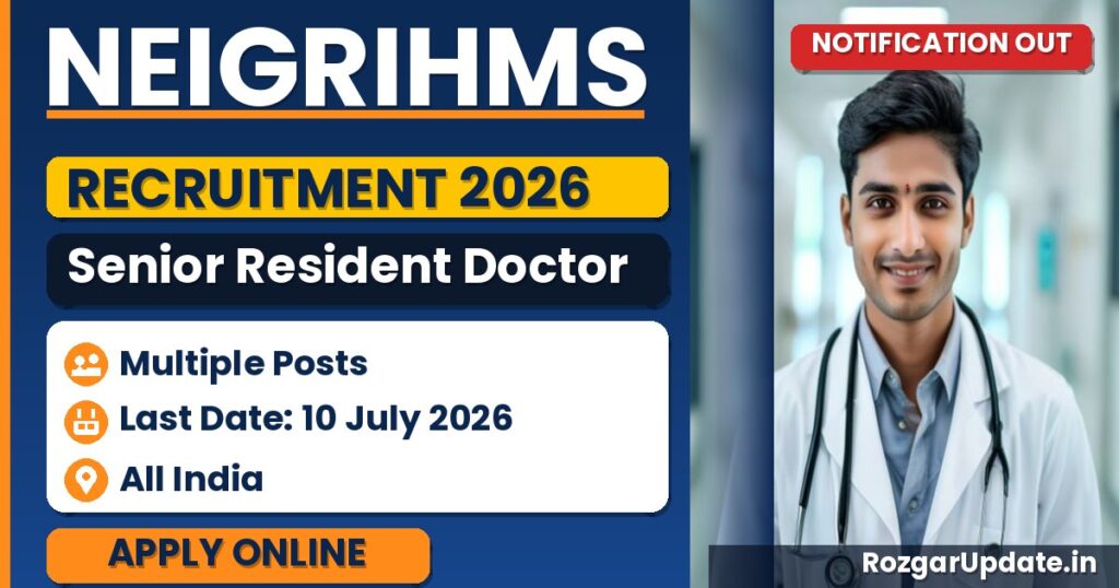 NEIGRIHMS Senior Resident Doctor Recruitment 2026 - banner image