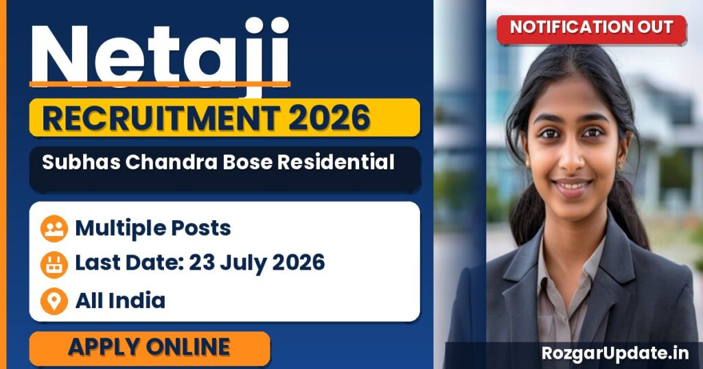 Netaji Subhas Chandra Bose Residential School Ramgarh Recruitment 2026 - banner image