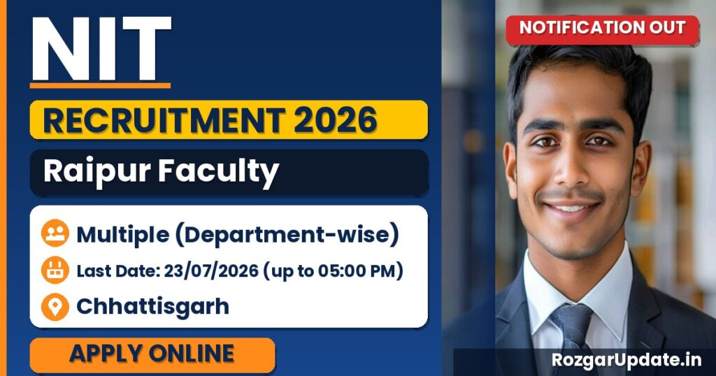 NIT Raipur Faculty Recruitment 2026: Apply Online by 23/07 - banner image