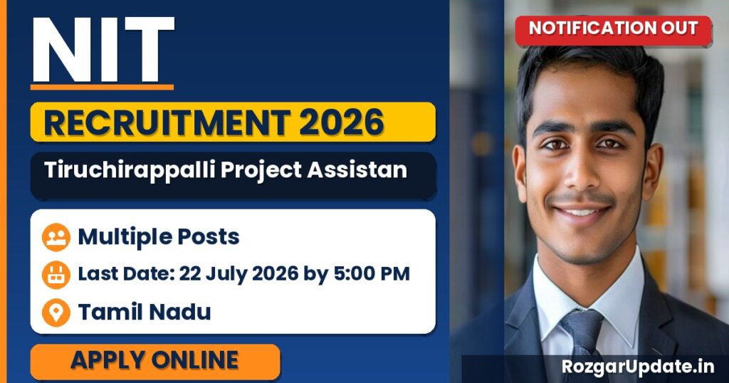 NIT Tiruchirappalli Project Assistant Recruitment 2026 - banner image