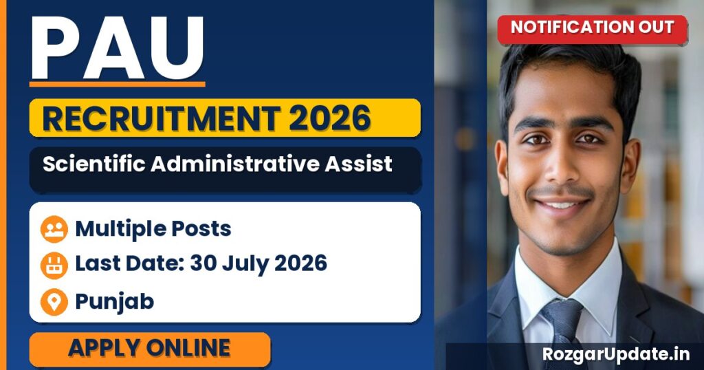PAU Scientific Administrative Assistant Recruitment 2026 - banner image