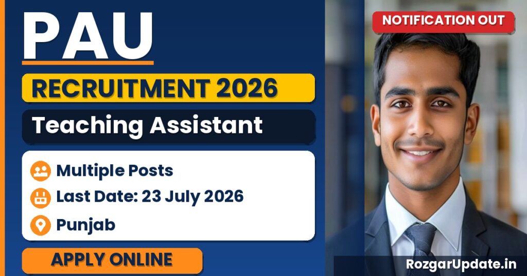 PAU Teaching Assistant Recruitment 2026 - banner image
