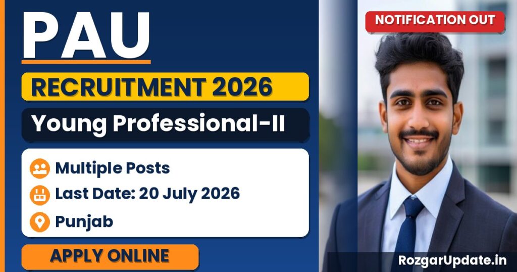 PAU Young Professional-II Recruitment 2026 - banner image