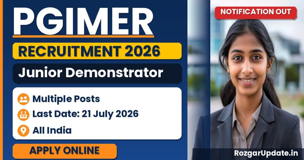 PGIMER Junior Demonstrator Recruitment 2026 - banner image